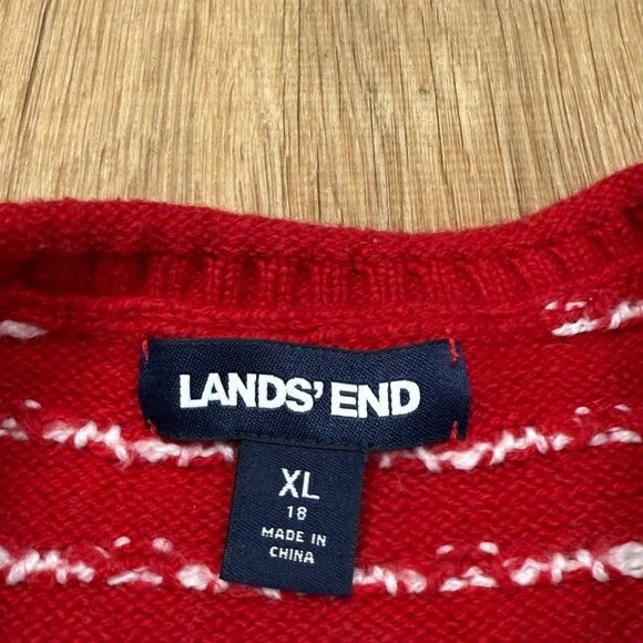 Lands' End Womens Multicolor Scenic Nordic Wool Blend Long Sleeve Sweater Size X - Picture 3 of 7